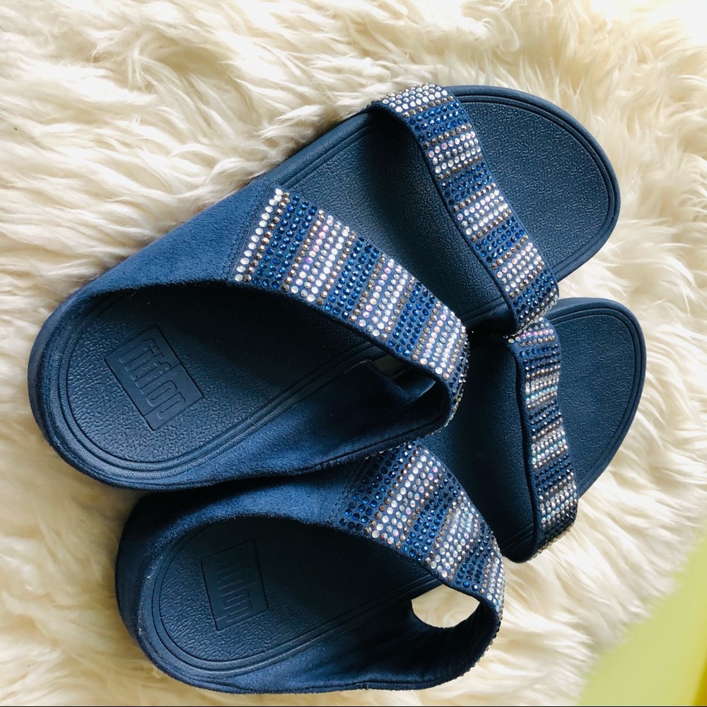 Navy Embellished Slides - image 4